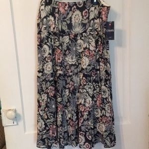 NWT Blue Floral Chaps Size XL Midi Skirt